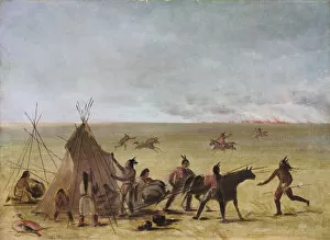 Indian Family Alarmed at the Approach of a Prairie Fire, 1846-1848