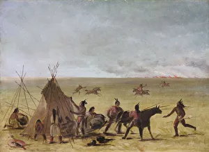 Nearing Gallery: Indian Family Alarmed at the Approach of a Prairie Fire, 1846-1848