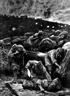 The Raj Prints: The Indian Frontier Rising: a sniping affair by the camp, 1898. Creator: Unknown