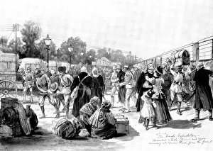 The Raj Prints: The Indian Frontier Rising: wounded and sick officers and men arriving at Rawal Pindi