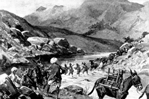 The Raj Prints: The Indian Frontier Rising:Bengal Sappers and Miners fording the Mastura River