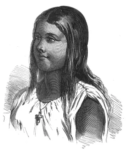 Tribeswoman Prints: Indian Girl--Paraguay; A visit to Paraguay during the war, 1875. Creator: Unknown