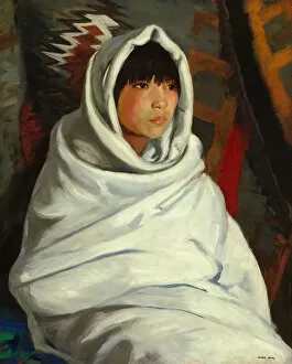 Images Dated 25th February 2021: Indian Girl in White Blanket, 1917. Creator: Robert Henri