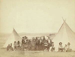 Shawl Collection: The Indian Girl's Home A group of Indian girls and Indian police at Big Foot's village..., 1890