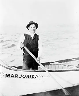 Guide Prints: Indian guide for the rapids, standing in canoe