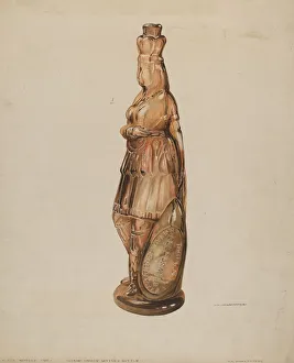 Glass Bottle Collection: Indian Maiden Bitters Bottle, 1935 / 1942. Creator: G. A. Spangenberg