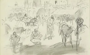 Bauer Marius Prints: Indian street scene, 1924-1925. Creator: Marius Bauer
