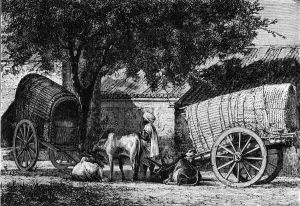 Oxen Collection: Indian Travelling Wagons, c1891. Creator: James Grant