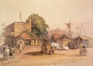 Holy Prints: Indian village, c1835. Creator: William Prinsep