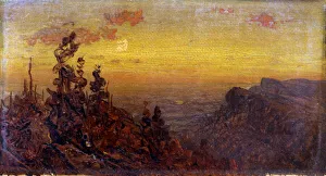 Indians at Campfire--Moon Rising, n. d. Creator: Sanford Robinson Gifford