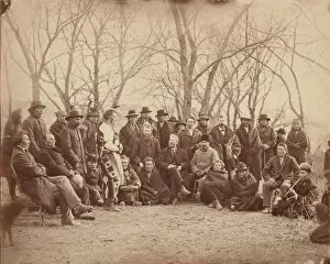 Fur Coat Gallery: Indians with Government Agents, early 1860s. Creator: Alexander Gardner