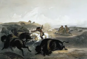 Indians Hunting the Bison, 1843. Artist: Carl Vogel