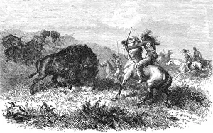 Tribesman Prints: Indians hunting Bison; Ocean to Ocean
