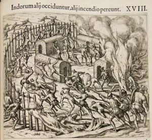 Conquistador Prints: Some Indians are killed, some perish in a fire
