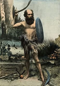 Indigene Australien Arme Du Boumerang, (Aborigine armed with a Boomerang), 1900