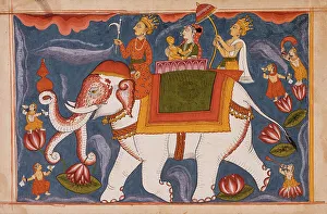 Palanquin Prints: Indra Conveying Jina Rishabhanatha (Adinatha) on Airavata