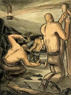 Industrial Coal mine scene, between 1939 and 1946. Creators: Central Office of Information, George Bissill