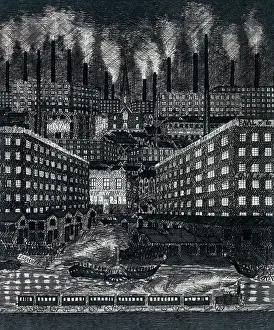 Paddle Steamers Prints: Industrial landscape drawn by Chartist leader Ernest Jones