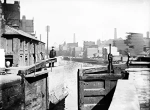 Lock Gates Prints: The industrial landscape on the Regents Canal, London, c1905