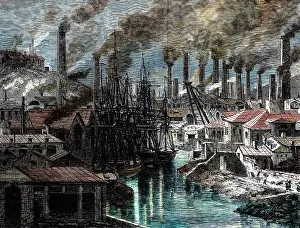 Miners Prints: Industrial Revolution: Vivian's copperworks, Hafod, Swansea, Wales, 1870