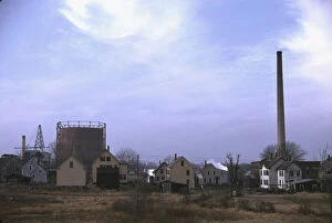Chimneys Collection: Industrial town in Massachusetts, possibly New Bedford, ca. 1941. Creator: Jack Delano