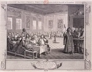 Fishmongers Company Prints: The industrious prentice grown rich... plate VIII of Industry and Idleness, 1747