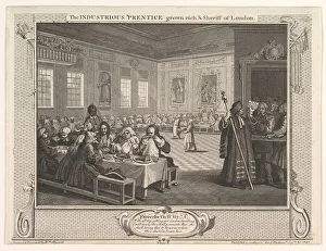 Fishmongers Company Prints: The Industrious Prentice Grown Rich and Sheriff of London (Industry and Idl