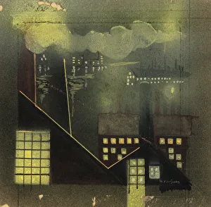 Watercolor And Pencil On Paper Prints: Industry at Night, ca. 1940. Creator: Horatio C. Forjohn