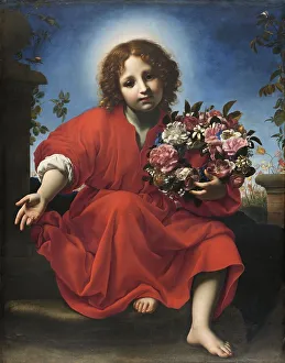 Destiny Prints: The Infant Christ with a Floral Wreath, 1663. Creator: Carlo Dolci