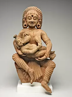 Breastfeeding Gallery: The Infant Krishna Killing the Ogress Putana, 17th century. Creator: Unknown