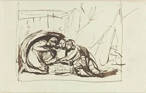 Georges Romney Prints: The Infant Shakespeare Nursed by Comedy and Tragedy, 1783. Creator: George Romney