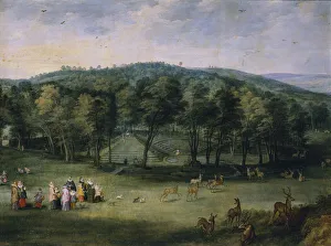 Albert Of Austria Gallery: Infanta Isabella Clara Eugenia of Spain in the Parc de Mariemont, First third of 17th cen