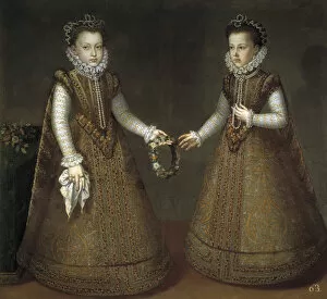 Albert Of Austria Gallery: The Infantas Isabel Clara Eugenia (1566-1633) and Catherine Michelle of Spain (1567-1597), ca. 1575