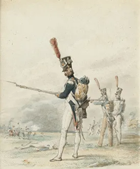 Infantry of the Jeune Garde in 1812. Artist: Lami, Eugene Louis (1800-1890) Infantry of the Jeune Garde in 1812. Artist: Lami, Eugene Louis (1800-1890)