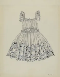 Towner Edith Prints: Infant's Dress, c. 1937. Creator: Edith Towner