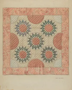 Sunflower Prints: Infants Quilt (Bed Covering), c. 1937. Creator: Francis Law Durand