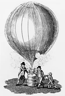 Noel Prints: Inflation of Charles and the Robert brothers hydrogen balloon, 1783 (c1807)