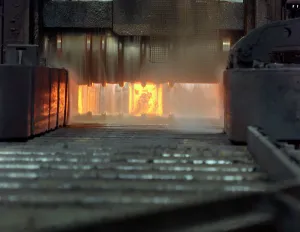 An ingot in a bloom mill, Park Gate Iron and Steel Company, Rotherham, South Yorkshire, 1966