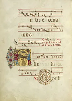 Wading Bird Prints: Inhabited Initial A; Gradual, about 1460-1480. Creator: Unknown