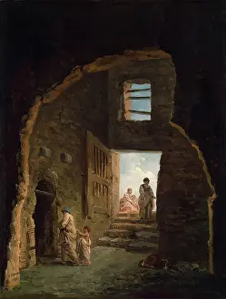 Doors Prints: Inhabited Ruins, 1790. Creator: Hubert Robert