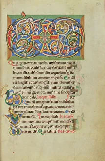 Spiral Prints: Inhabited VD Monogram; Stammheim Missal, probably 1170s. Creator: Unknown