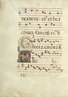 Hymn Prints: Initial A: A Man Singing; Gradual, about 1460-1480. Creator: Unknown