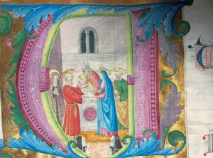 Anna The Prophetess Gallery: Initial A. The Presentation of Jesus at the Temple, c. 1550
