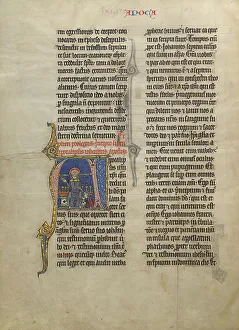 Revelations Prints: Initial A: Saint John Kneeling in Prayer before his Apocalyptic Vision of Christ