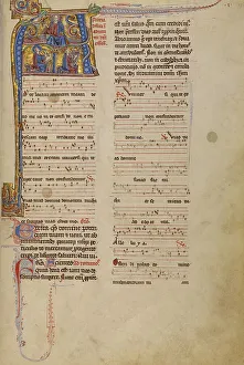 Missal Prints: Initial A: The Vision of Saint John of Christ Enthroned and David Playing