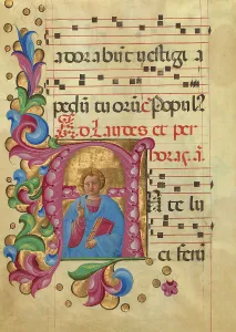 Tempera And Gold Prints: Initial A: Young Christ Blessing, about 1467-1470. Creator: Belbello da Pavia