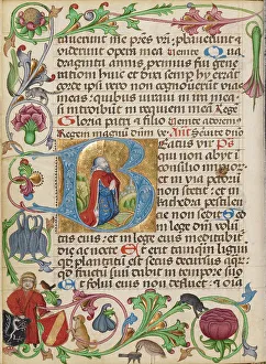 Shields Prints: Initial B: David in Prayer; Diurnal, about 1485. Creator: Workshop of Ulrich Schreier