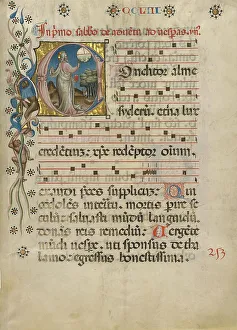 Hymn Prints: Initial C: The Creation of the World; Noted Breviary, about 1420. Creator: Unknown
