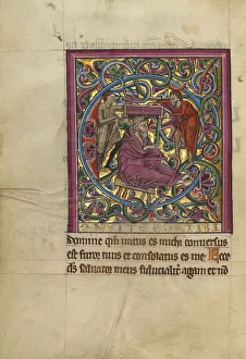 Initial Prints: Initial C: Isaiah Being Sawn in Two; Psalter, about 1240-1250. Creator: Unknown