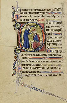 Book Of Psalms Prints: Initial D: The Annointing of David; Wenceslaus Psalter, about 1250-1260. Creator: Unknown
